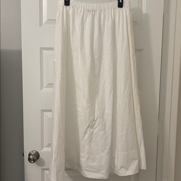 Quince white 100% organic cotton poplin A line maxi skirt SZ M full skirt casual - Picture 2 of 10
